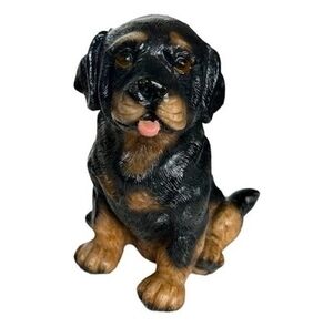 Dog Mate Rottweiler Puppy Figurine 5" Sitting Dog Resin Sculpture Vintage Dog